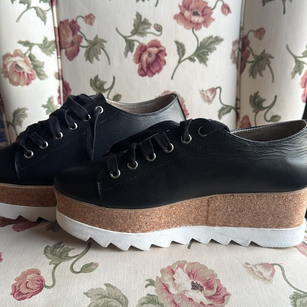 Black leather elevated Sneakers